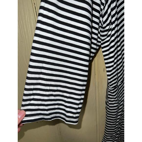 Stripe Wrap TOP Lane Bryant 2X Super Soft Knit Blouse Black White 22W 24W NEW - Picture 5 of 8